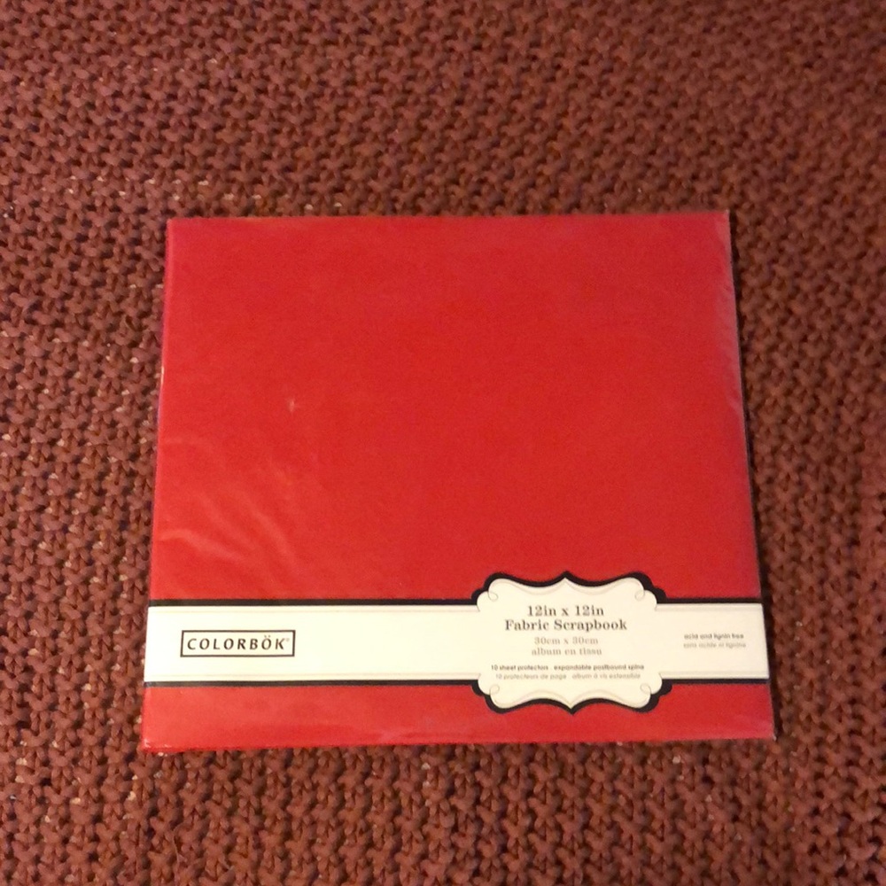 red scrapbook, 12 by 12 in
